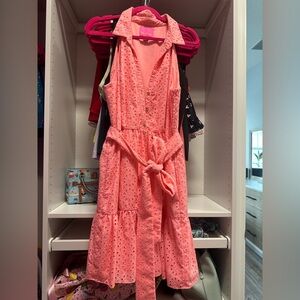 Lilly Pulitzer Trisha Shirtdress Shellona Coral Eyelet Sleeveless Size 16